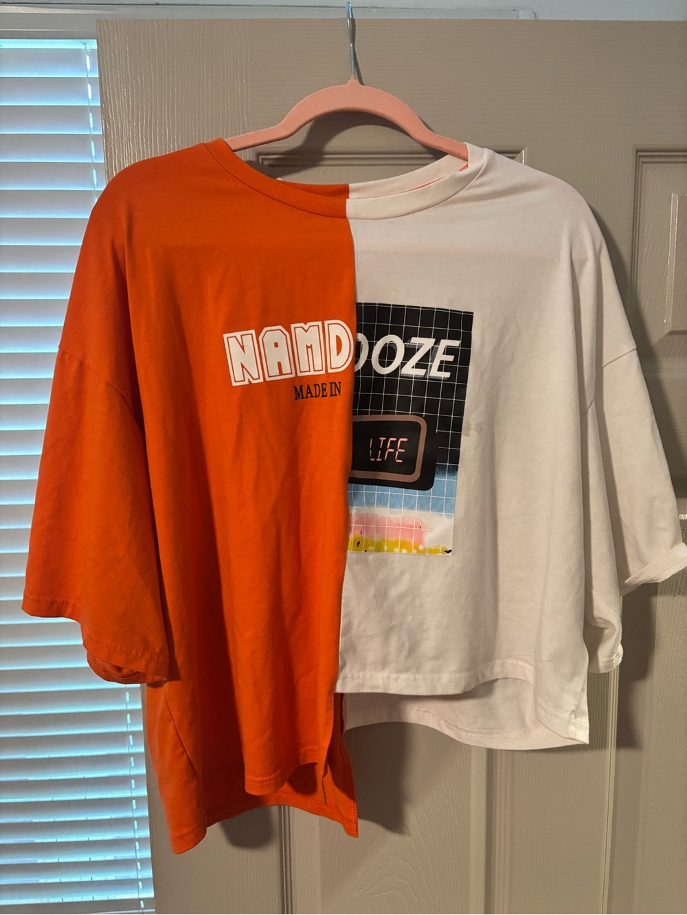 Two-Tone Orange & White oversized crop